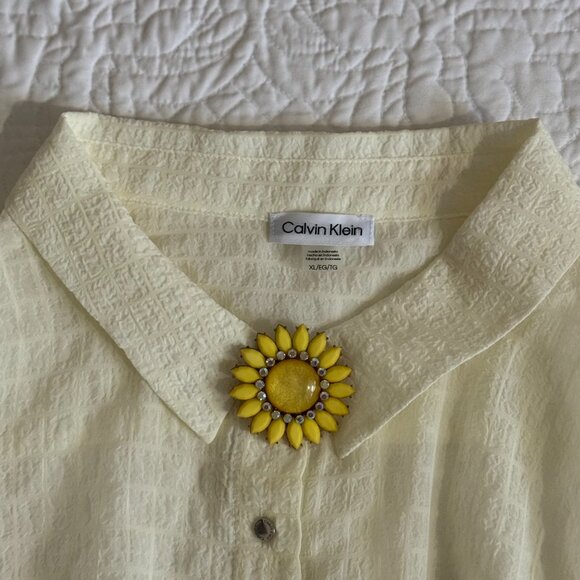 60s Yellow Sunburst Brooch - Picture 8 of 8